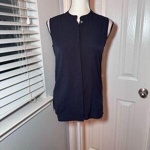 Tory Burch Blue Button Down Sleeveless Top